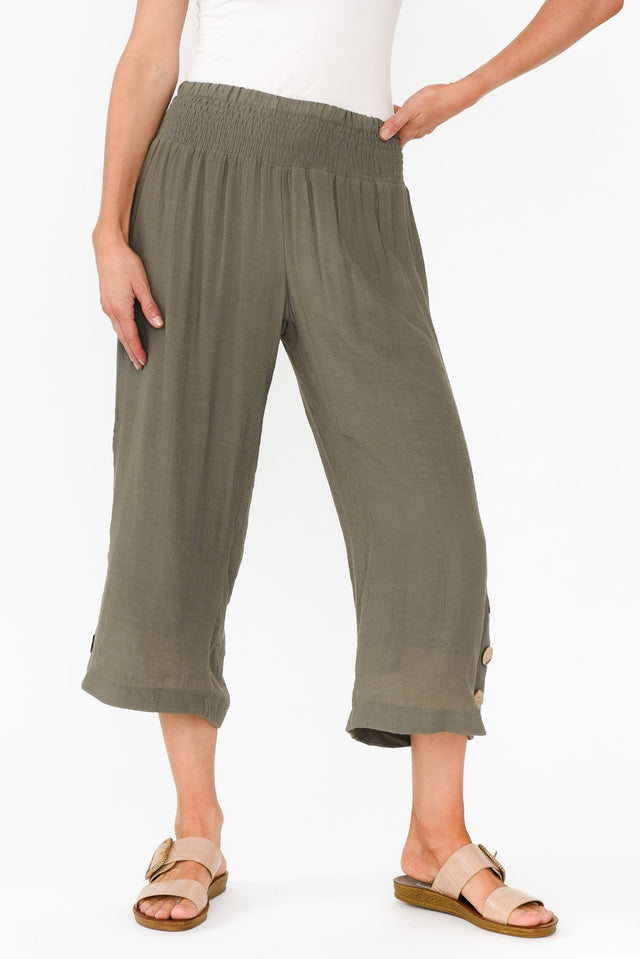 Lettie Khaki Button Pants