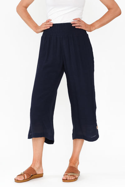 Lettie Navy Button Pants