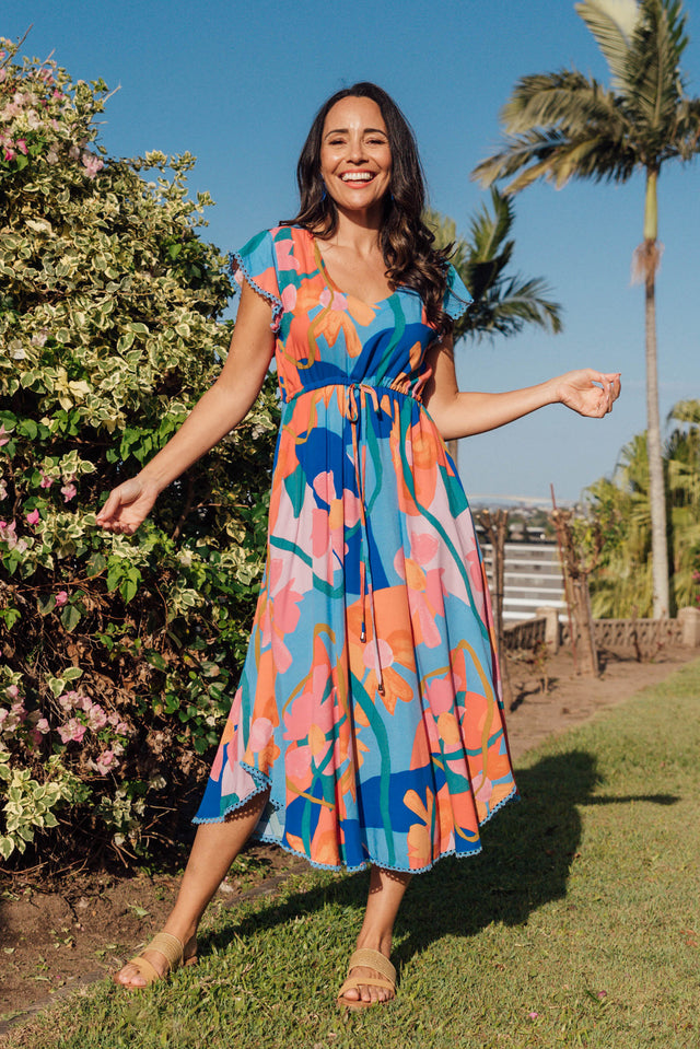 Libby Blue Swirl Midi Dress