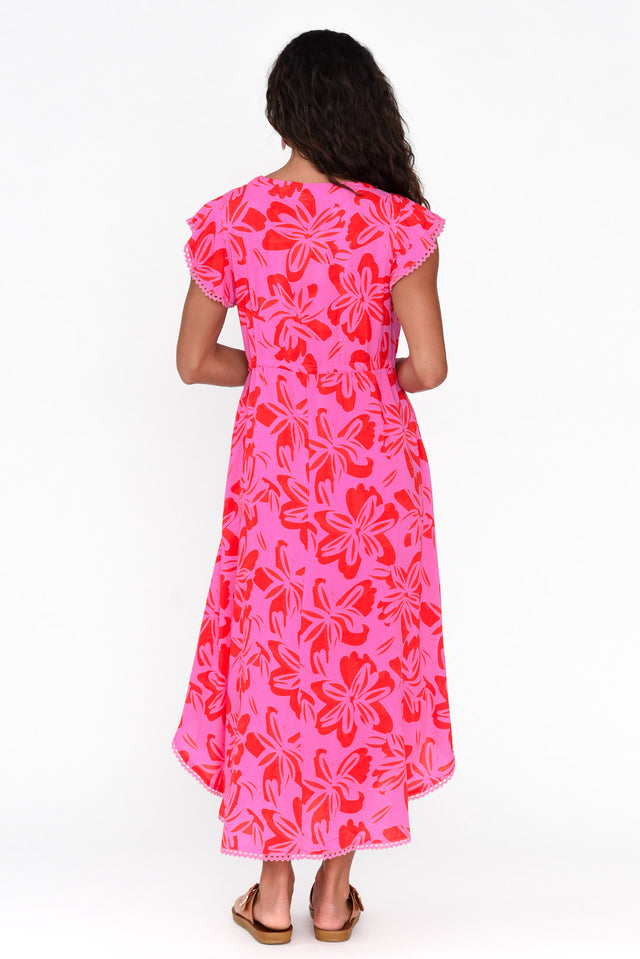 Libby Pink Frangipani Midi Dress image 4