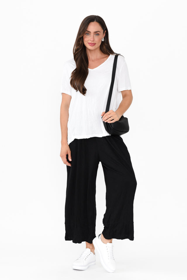 Lira Black Crinkle Cotton Wide Leg Pants banner image