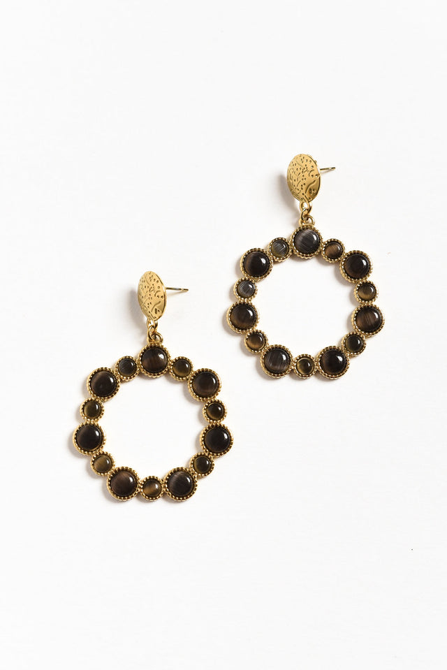 Lively Black Crystal Circle Earrings image 1