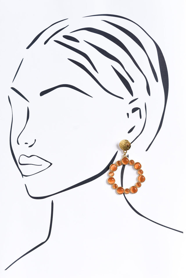 Lively Orange Crystal Circle Earrings image 2