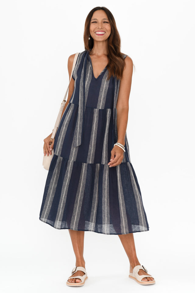 Lizzy Navy Stripe Tier Dress banner image