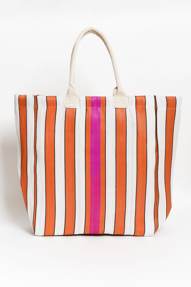 Lochan Orange Stripe Large Tote Bag