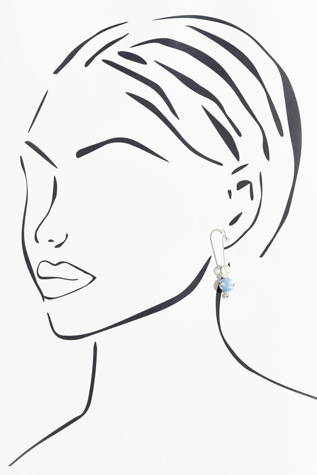 Lucky Blue Flower Hook Earrings