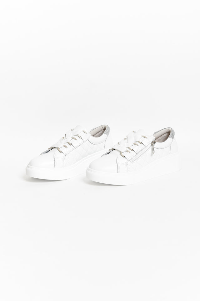 Luxury White Leather Quilt Sneaker