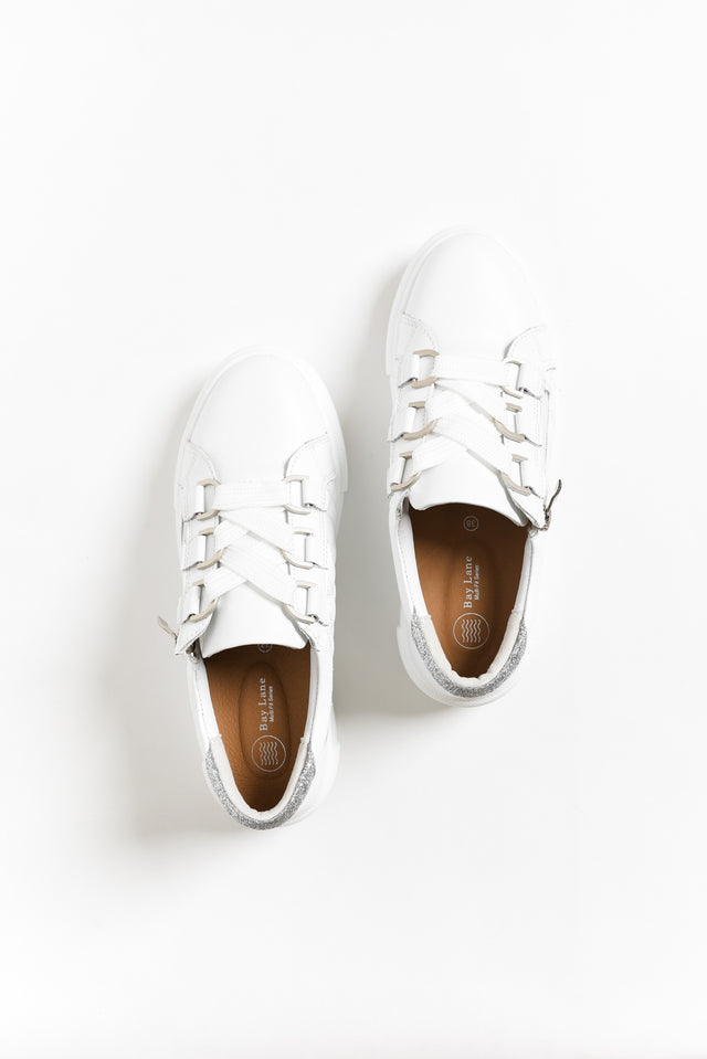 Luxury White Leather Quilt Sneaker image 6