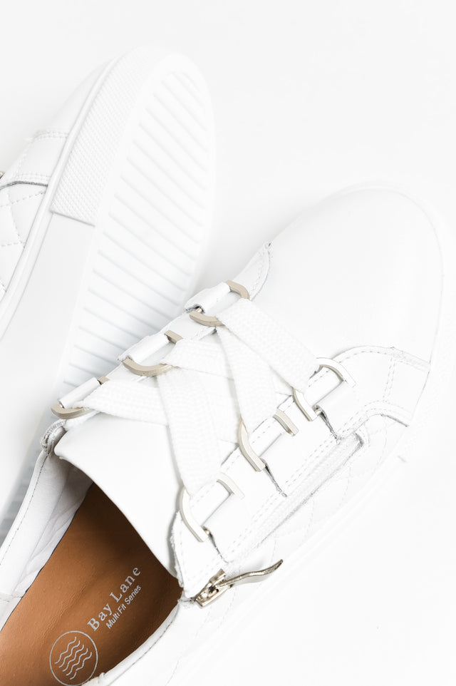 Luxury White Leather Quilt Sneaker image 3