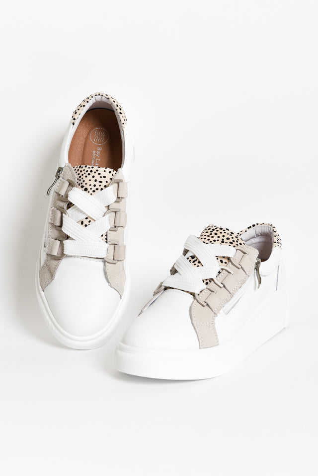 Luxury White Stripe Leather Sneaker image 3