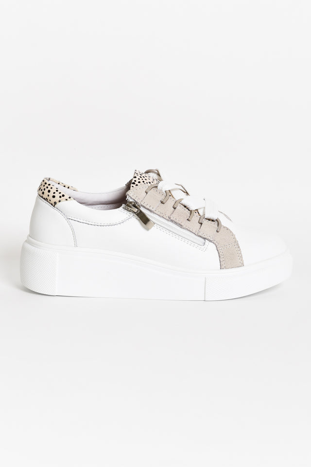 Luxury White Stripe Leather Sneaker image 5