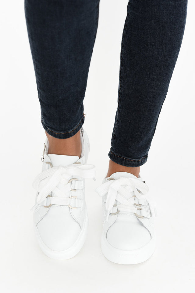 Luxury White Leather Quilt Sneaker image 8