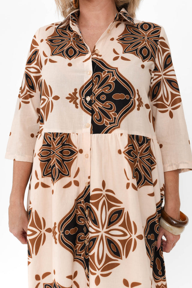 Madelina Brown Mosaic Cotton Dress image 7