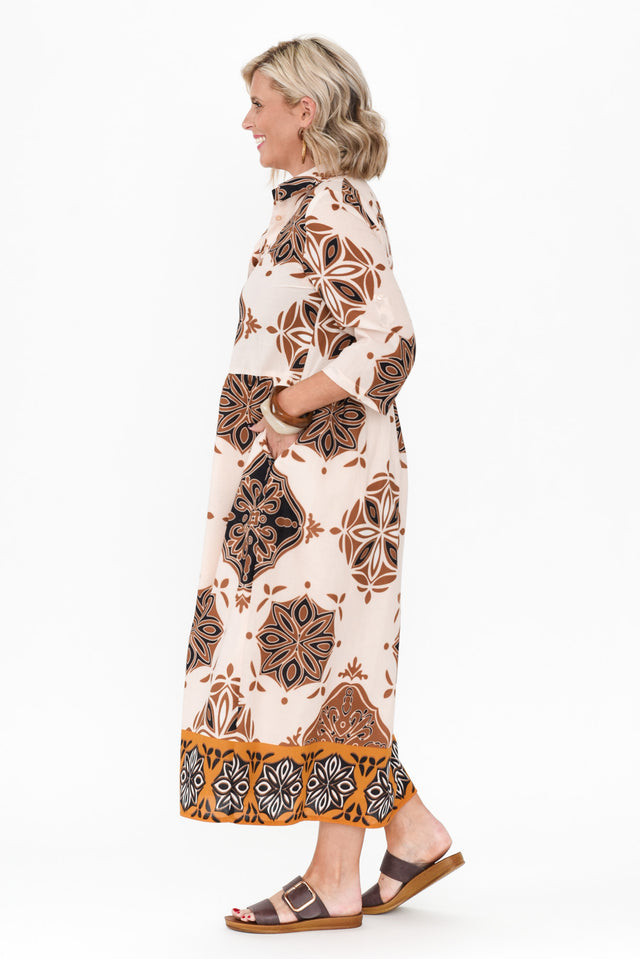 Madelina Brown Mosaic Cotton Dress image 5