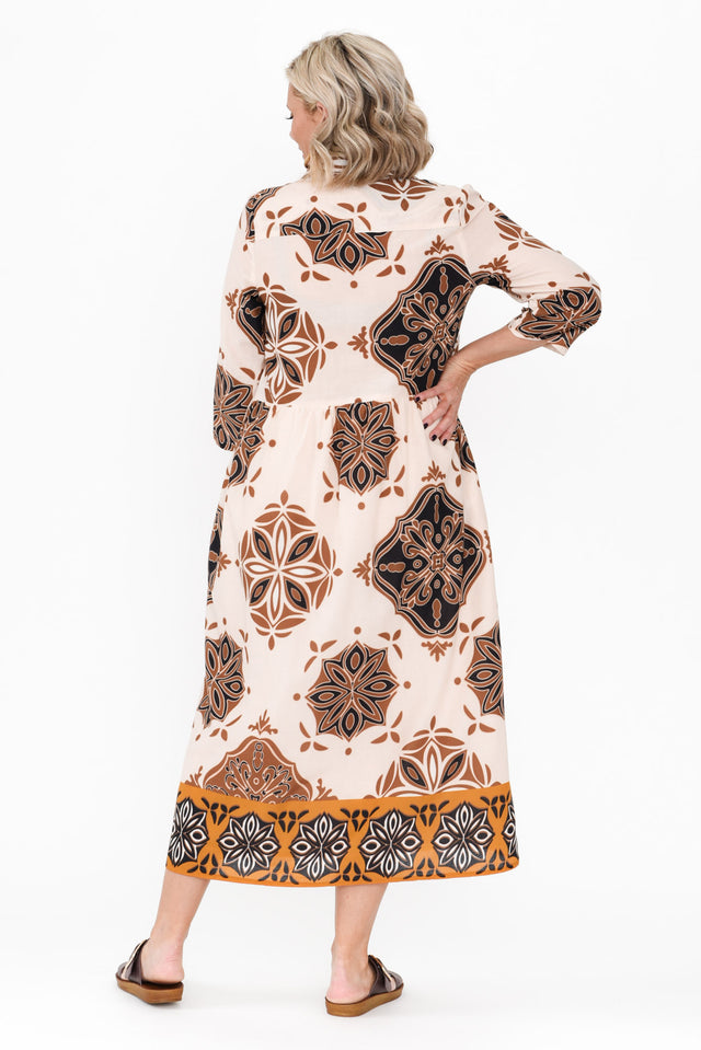 Madelina Brown Mosaic Cotton Dress image 6