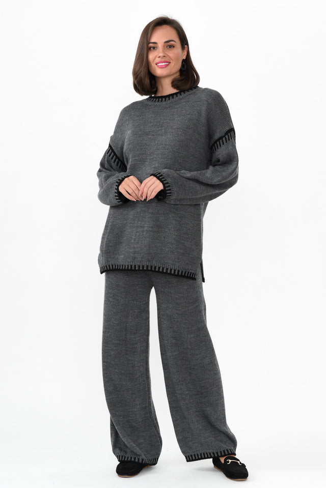 Mahalia Charcoal Trim Knit Pants image 8