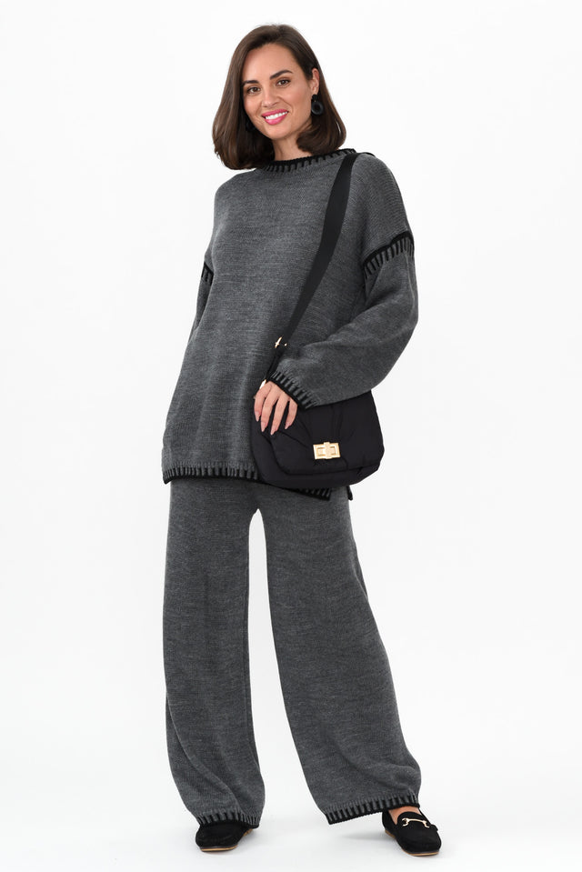 Mahalia Charcoal Trim Knit Pants image 4