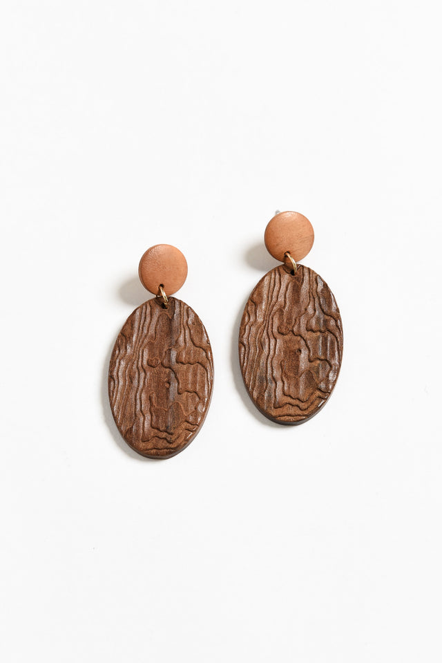 Gany Brown Oval Pendant Earrings image 1