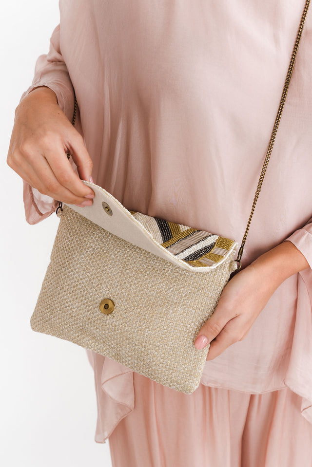 Maja Beige Beaded Clutch image 4