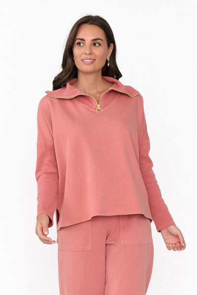 Malak Blush Half Zip Jumper neckline_Collar   alt text|model:MJ