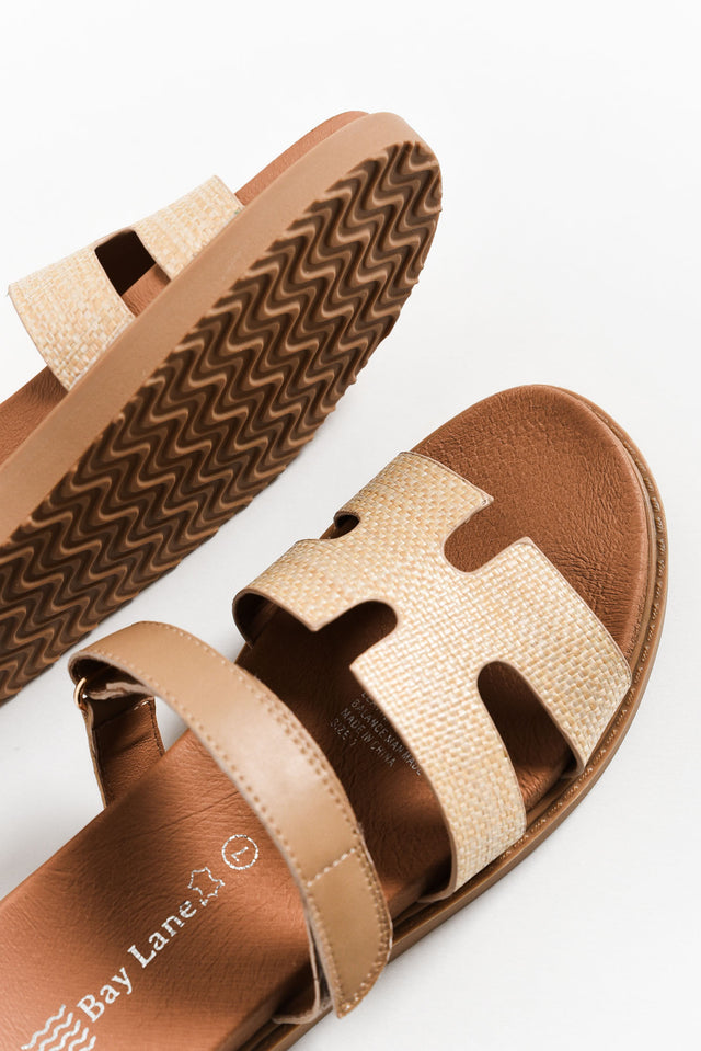 Malibu Natural Raffia Leather Velcro Slide image 3