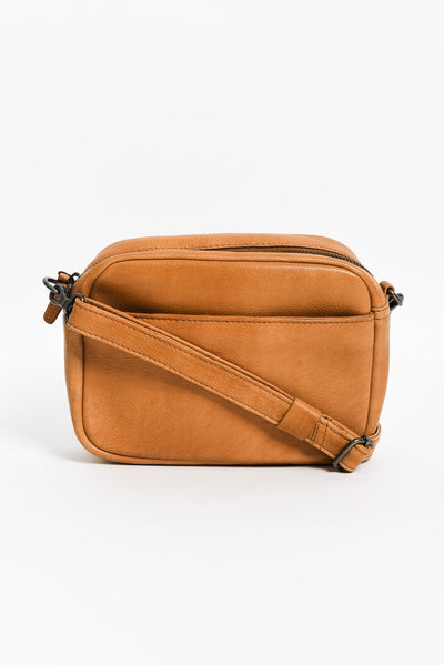 Mallie Tan Leather Crossbody Bag