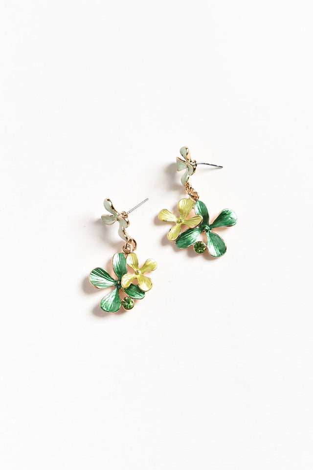 Mamie Green Flower Earrings