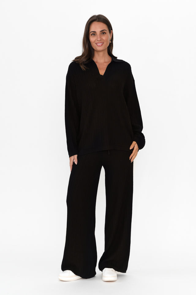 Mapleton Black Collared Knit Jumper image 8