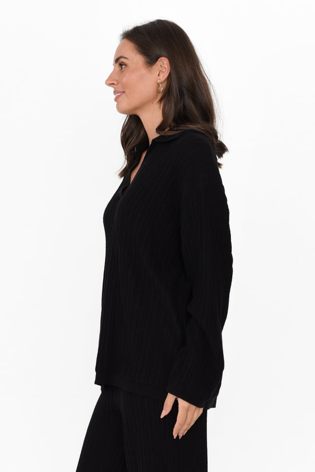 Mapleton Black Collared Knit Jumper image 5