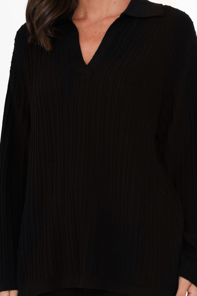 Mapleton Black Collared Knit Jumper image 6