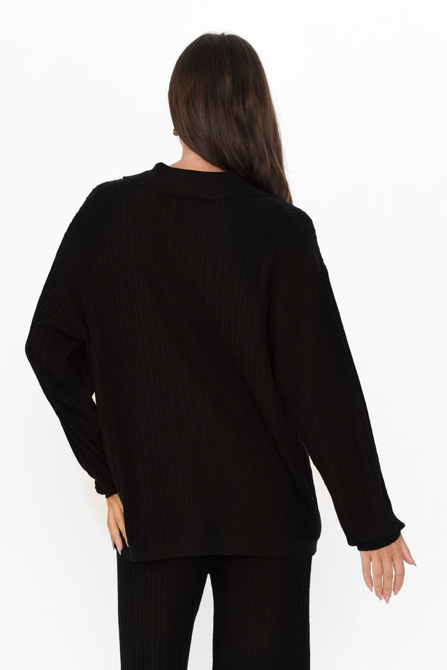 Mapleton Black Collared Knit Jumper image 7