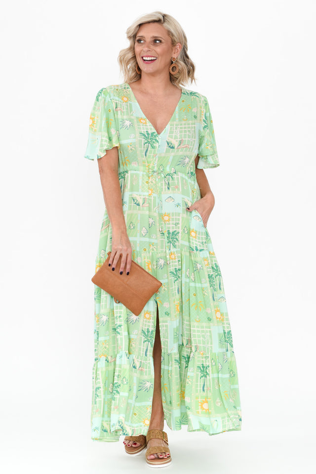 Marcelle Green Tropical Tier Dress image 4