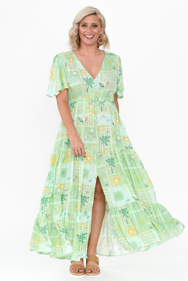 Marcelle Green Tropical Tier Dress image 5