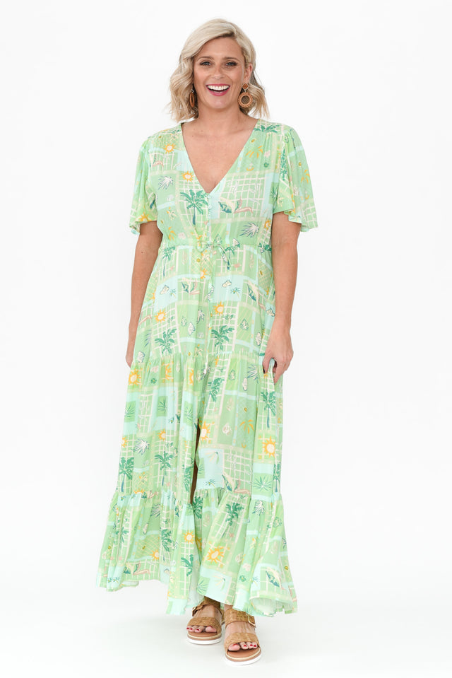 Marcelle Green Tropical Tier Dress image 9