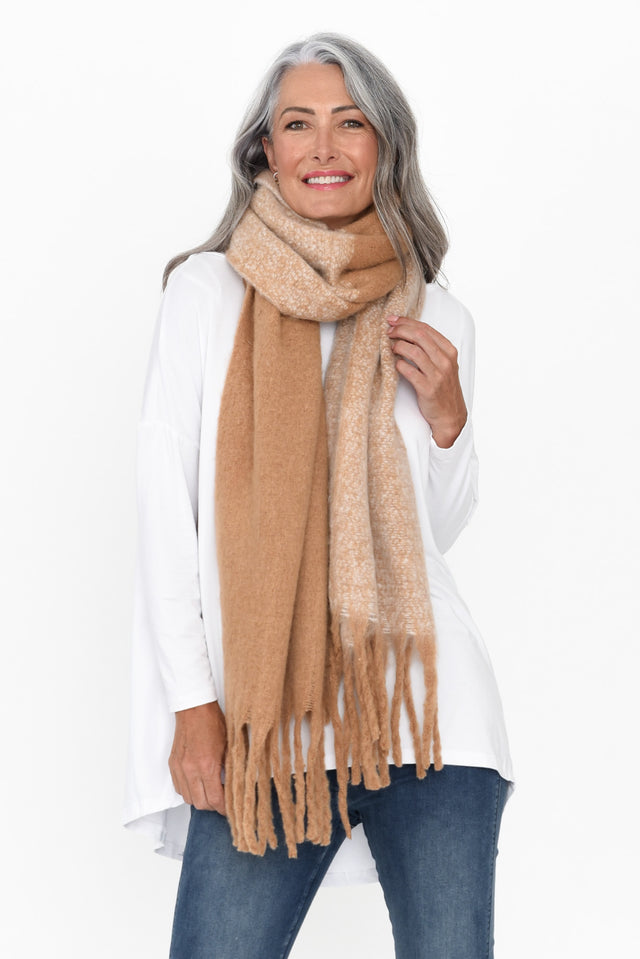 Matilda Taupe Tassel Scarf