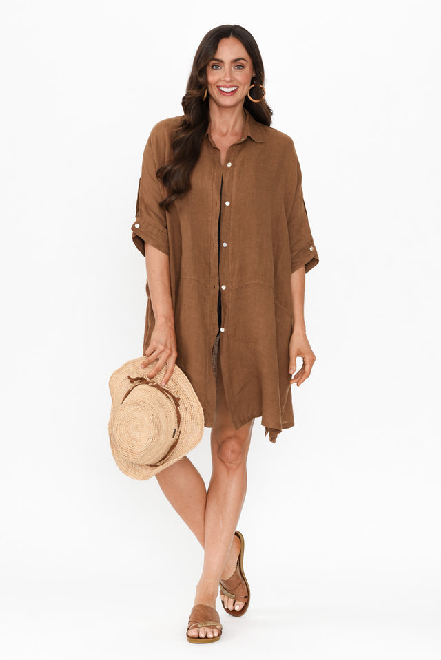 McKenna Mocha Linen Button Tunic banner image