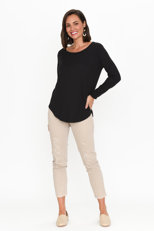 Megan Black Cotton Long Sleeve Top banner image