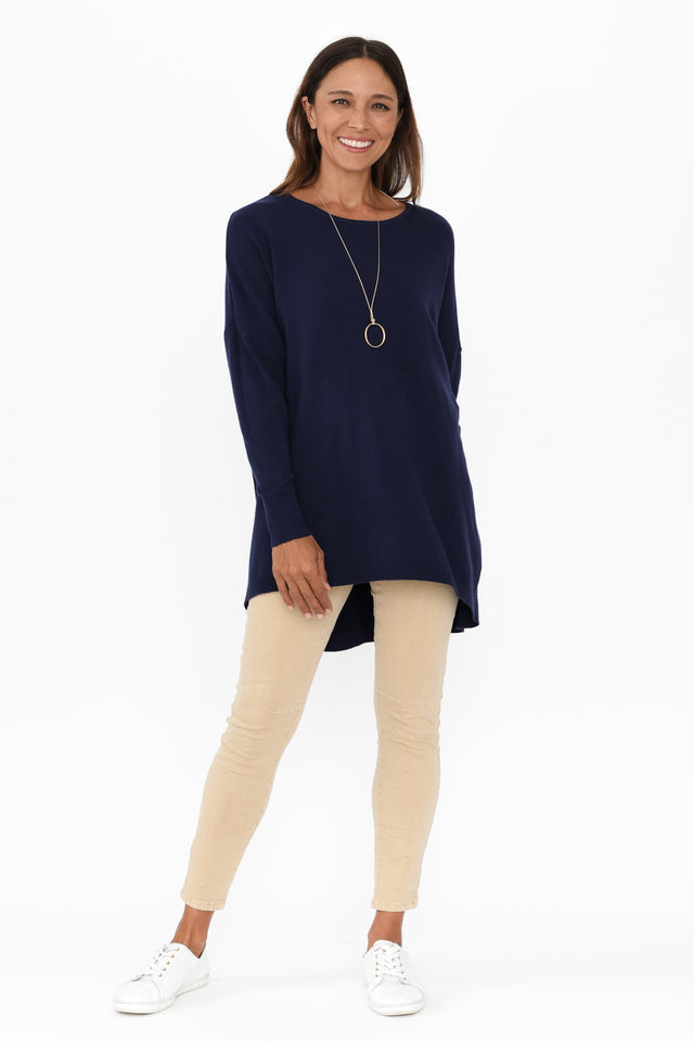 Meryl Navy Wool Blend Drape Jumper banner image