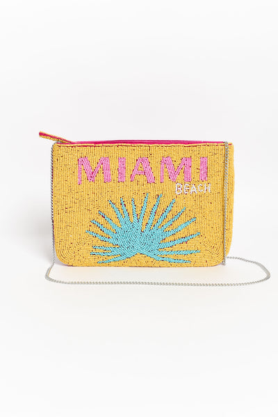 Miami Yellow Beaded Clutch