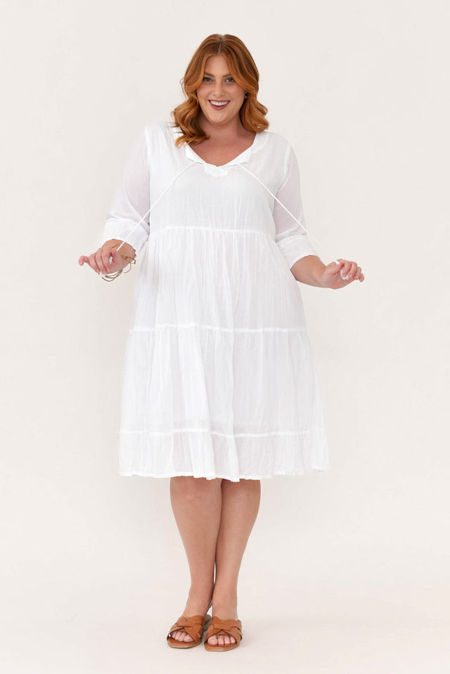 Milana White Crinkle Cotton Dress image 10