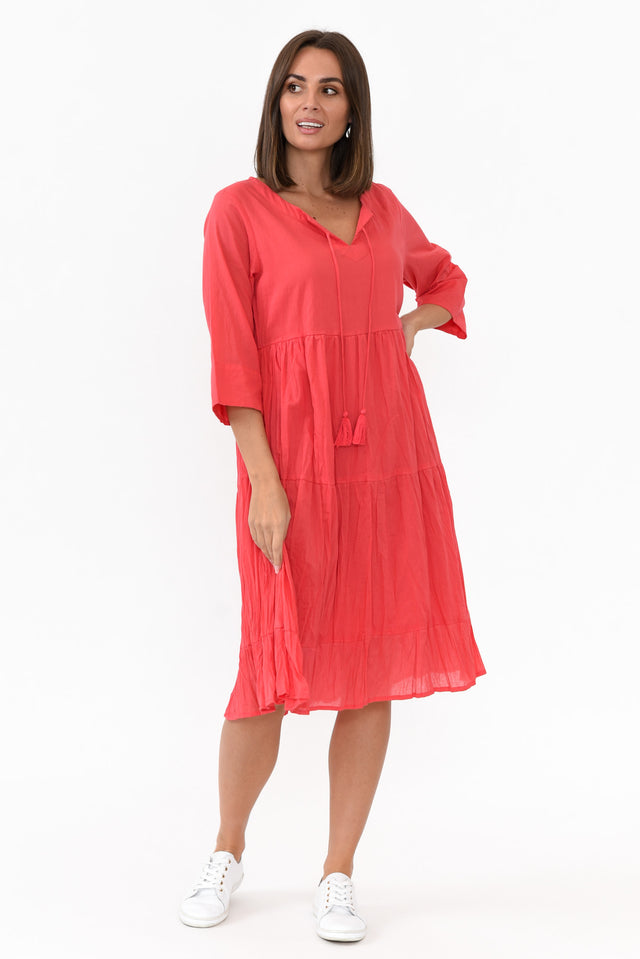 Milana Cherry Crinkle Cotton Dress banner image