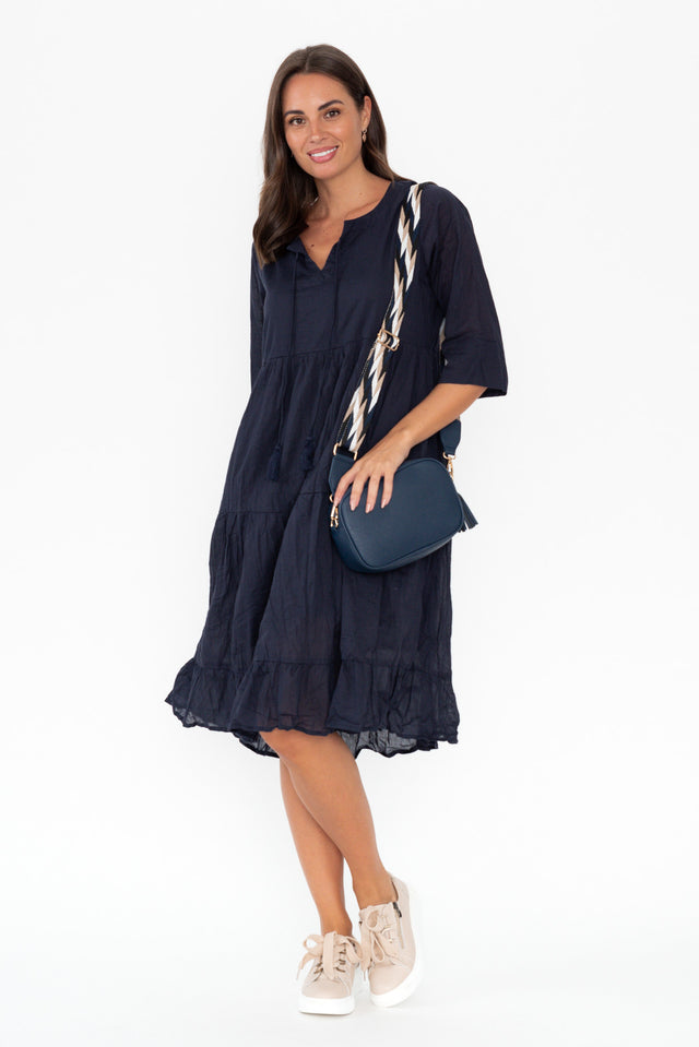 Milana Navy Crinkle Cotton Dress banner image