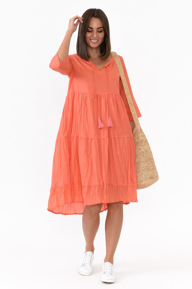 Milana Peach Crinkle Cotton Dress banner image