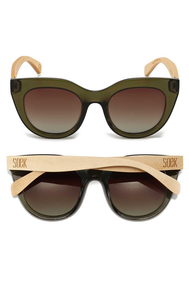 Milla Khaki Wooden Sunglasses