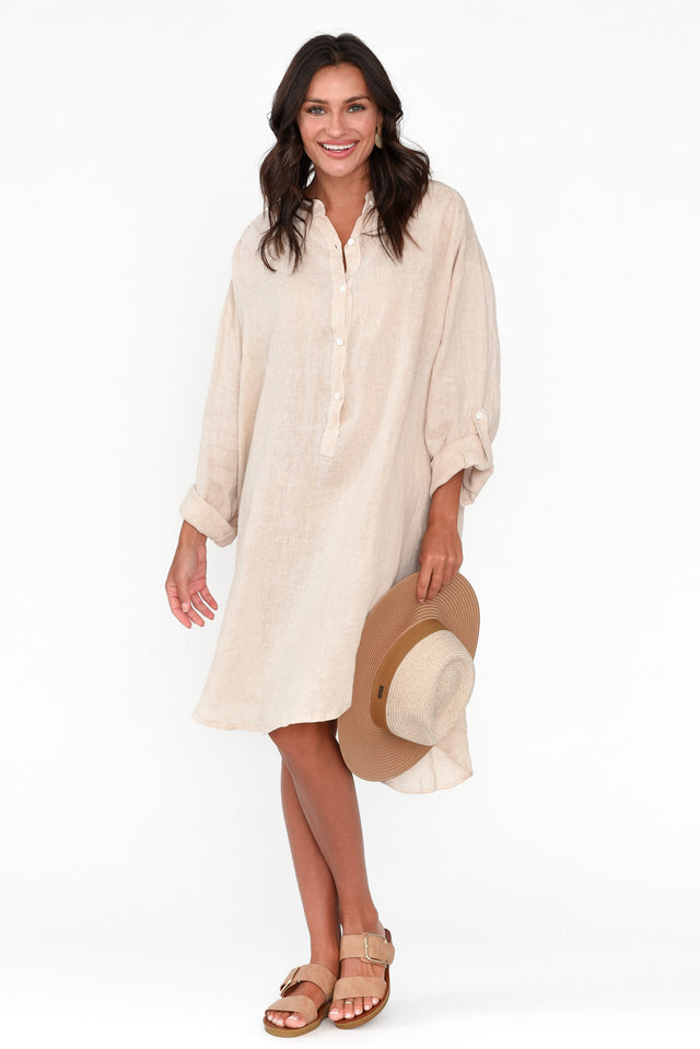 Mischa Beige Linen Shirt Dress banner image