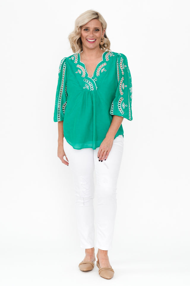 Morgan Bay Green Cotton Silk Top image 8