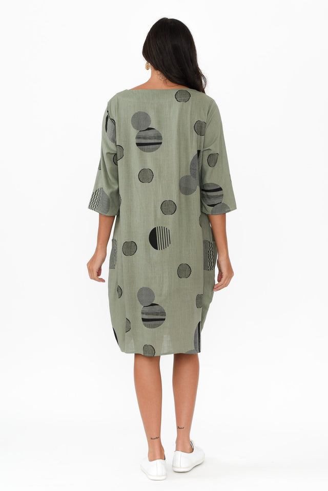 Myley Khaki Spot Linen Cotton Dress image 4