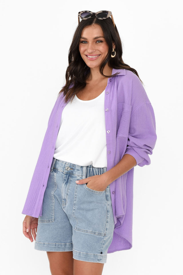 Natalia Lilac Cotton Cheesecloth Shirt