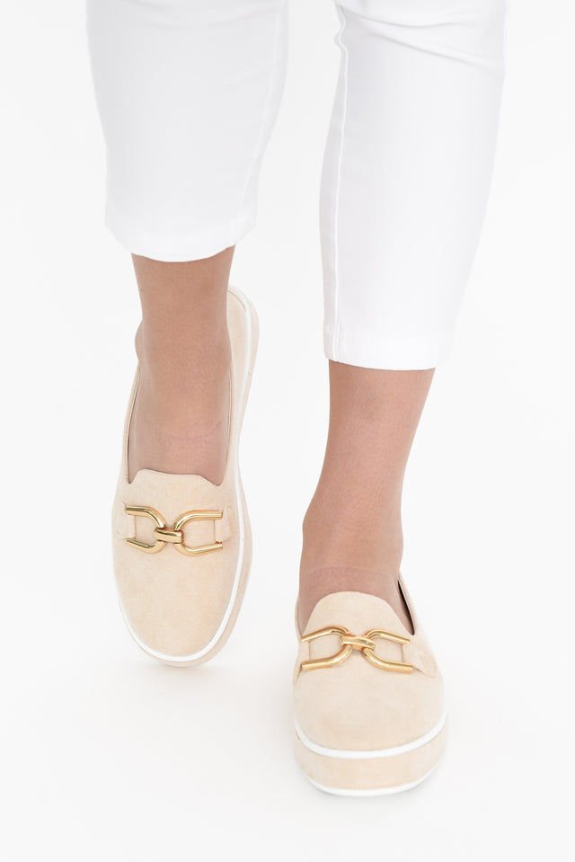 Natyia Beige Faux Suede Platform Loafer image 3