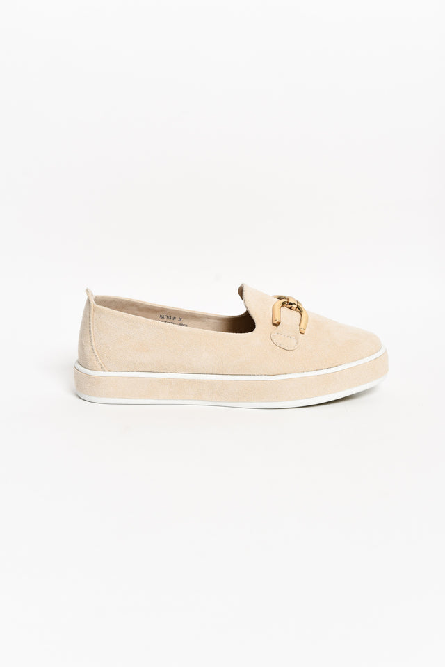 Natyia Beige Faux Suede Platform Loafer